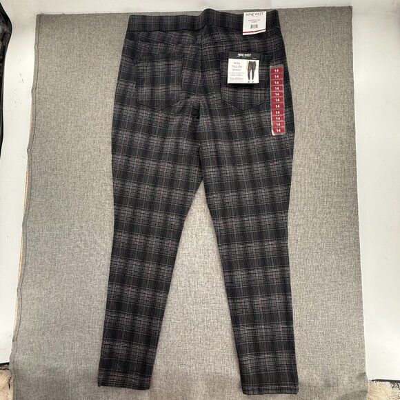 NEW! Nine West Heidi Pull On Pants Skinny 14 MSRP $59.50 Black & Gray Cotton Ble - Picture 12 of 14